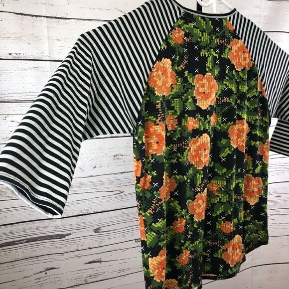 LuLaRoe Randy Plus Size 2X Orange Tan Green Roses - Picture 9 of 15